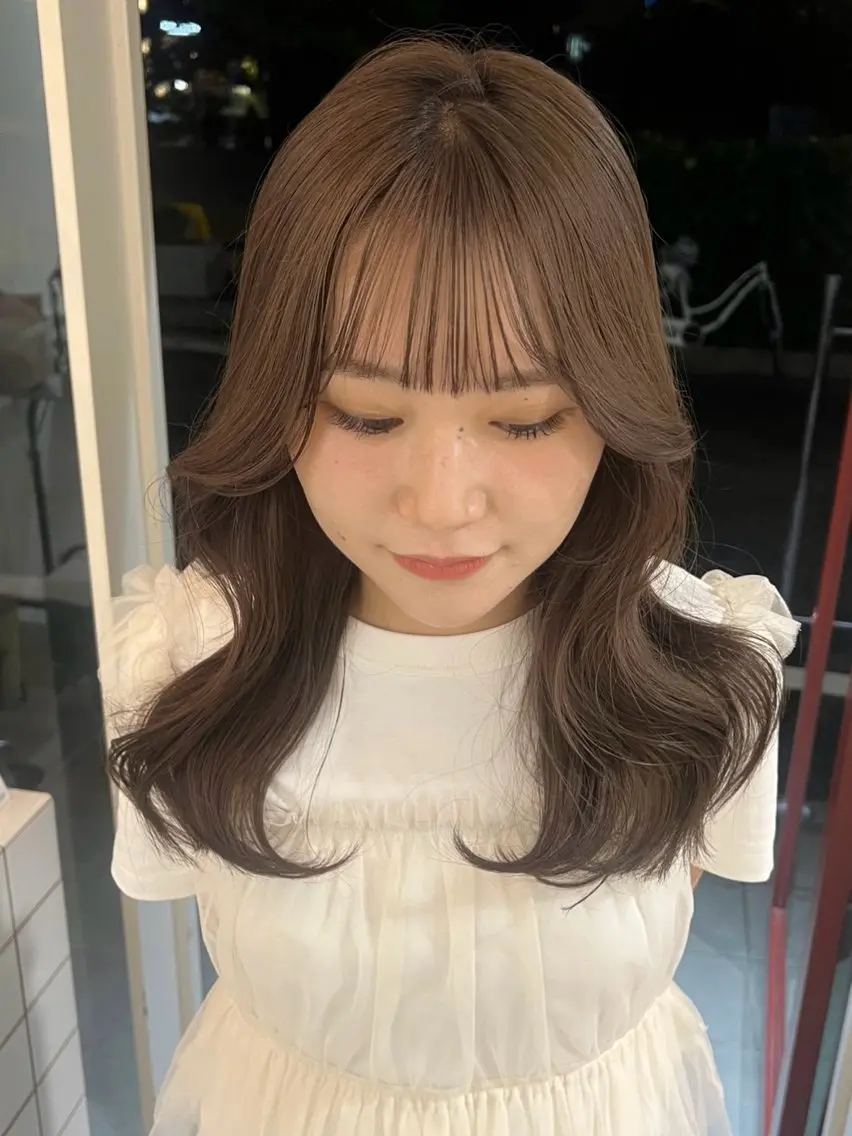 セミロング カラー ベージュカラー ブリーチ ブラウンカラー ケアブリーチ 透明感カラー カット ヘアカラー トリートメント kanami/ 中崎町美容室のヘアスタイル