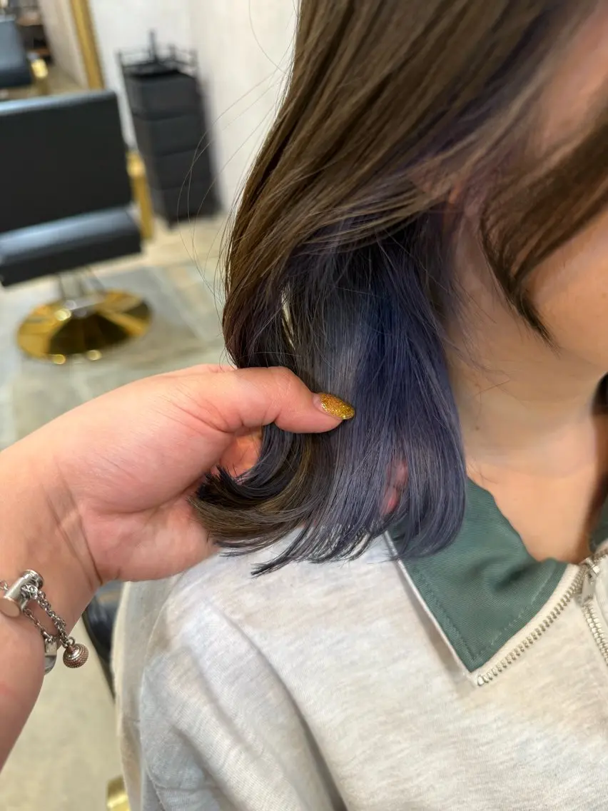 ミディアム カラー ベージュカラー ブリーチ 透明感カラー オリーブベージュ カット ヘアカラー maco /カラー・縮毛矯正のヘアスタイル