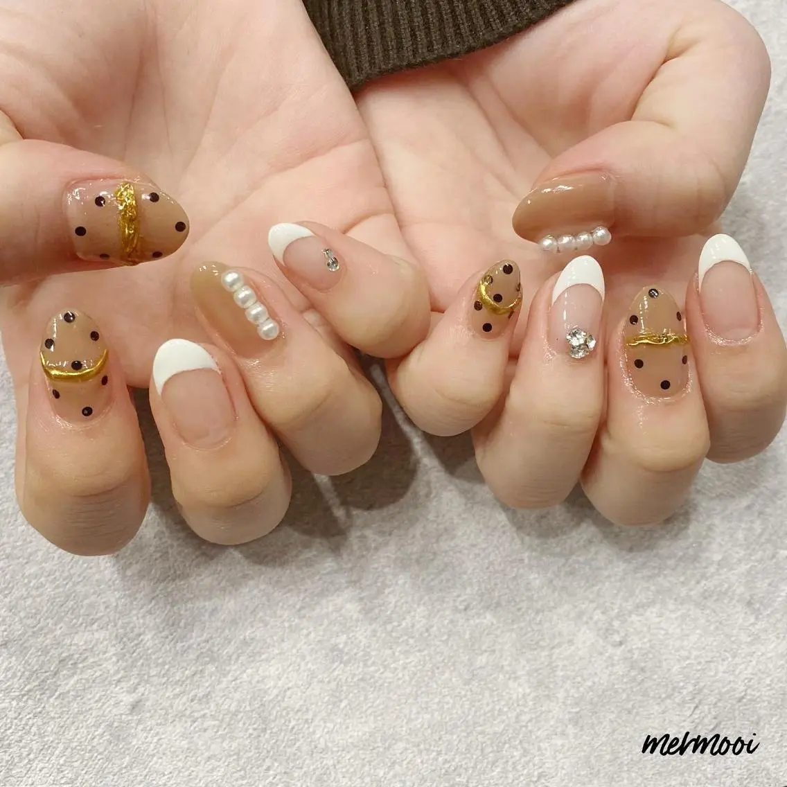 ネイル クリアネイル フレンチネイル 氷ネイル・うるうるネイル マットネイル ミラーネイル mermooi nailのネイルデザイン