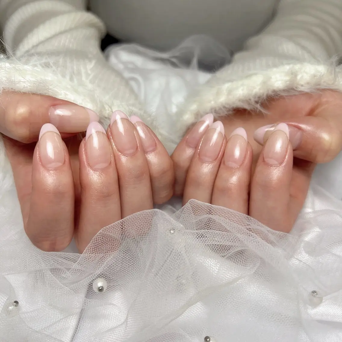 ネイル 長さ出し フットネイル フレンチネイル ガラスフレンチ グラデーション ハンドネイル M2beauty Renaのネイルデザイン