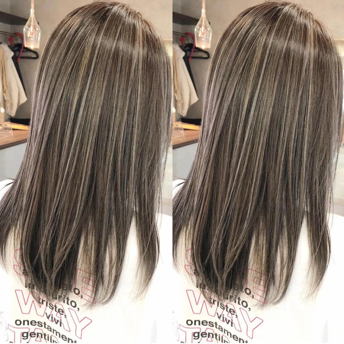 セミロング カラー グレージュ ハイライトカラー ハイライト レイヤーカット カット ヘアカラー トリートメント RIENSリエンス ✂️木村康二✂️のヘアスタイル