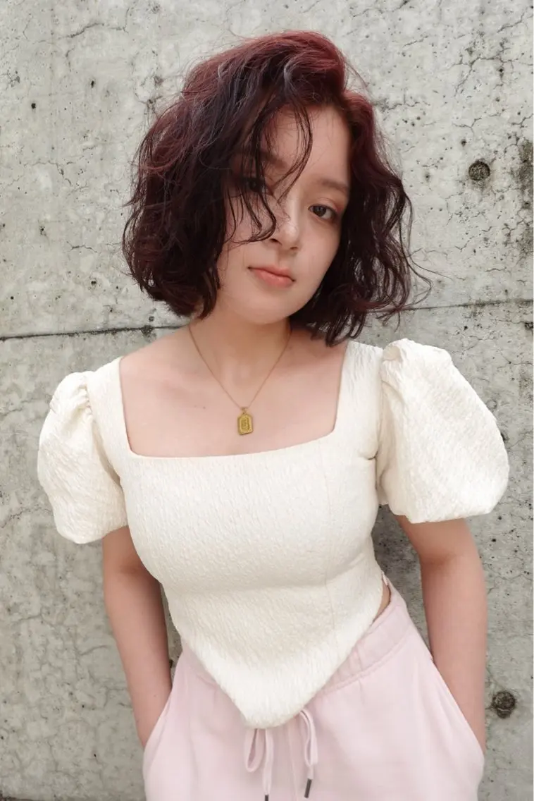 ミディアム パーマ ミディアムパーマ ボブ ニュアンスパーマ カット パーマ Iwai sのヘアスタイル