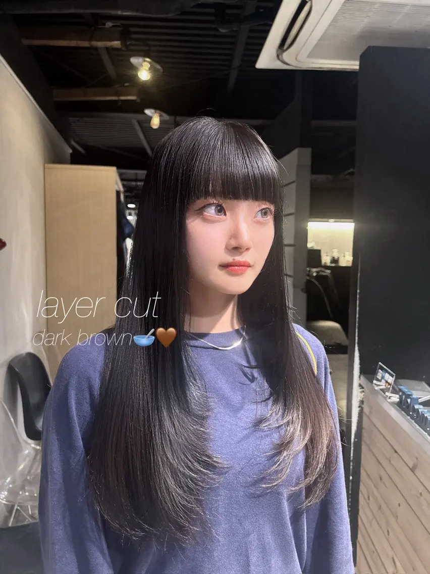 ロング 韓国風カラー ハッシュカット 姫カット 韓国風ヘア レイヤーカット MEI🎀レイヤー 🎀韓国styleのヘアスタイル