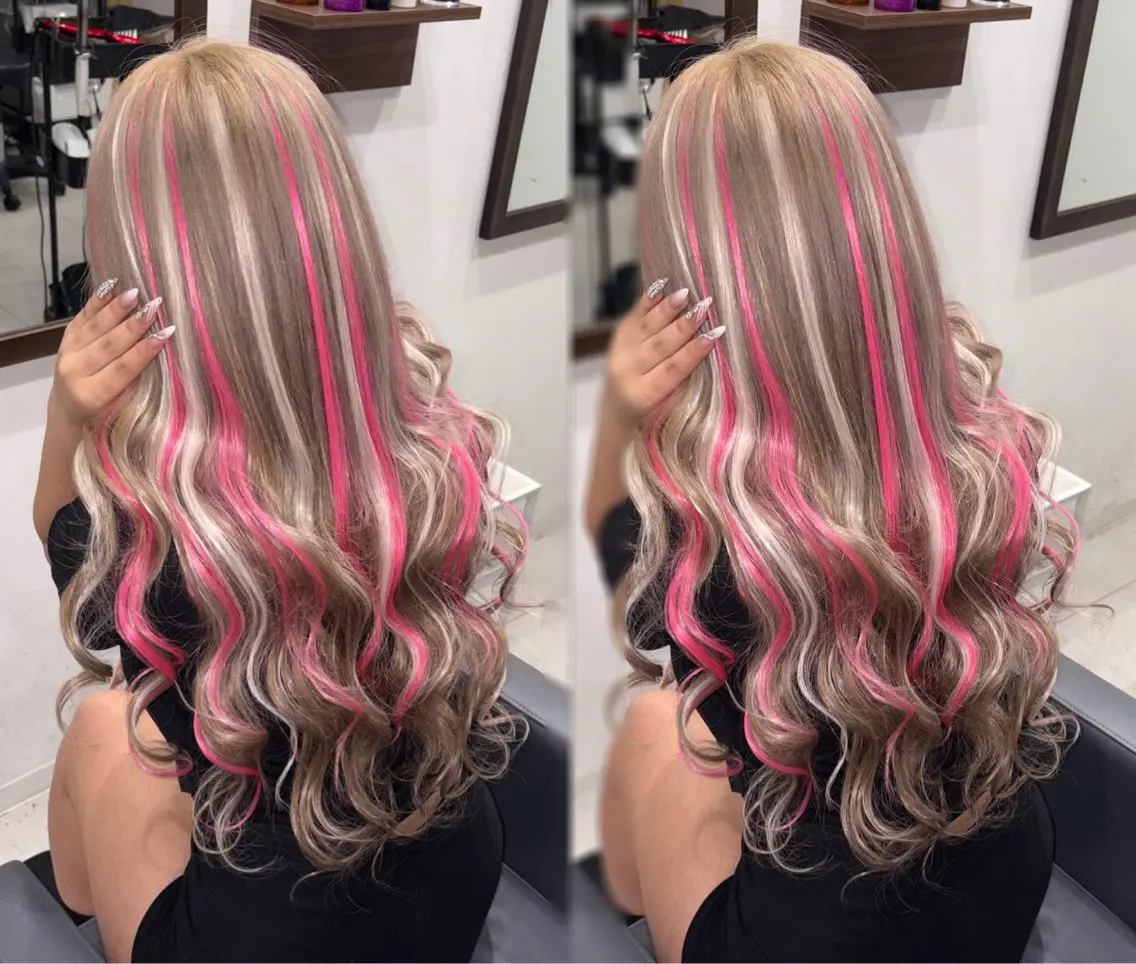 ロング カラー ブリーチ エクステ ヘアカラー coco横浜なごみ ブリーチ/エクステのヘアスタイル
