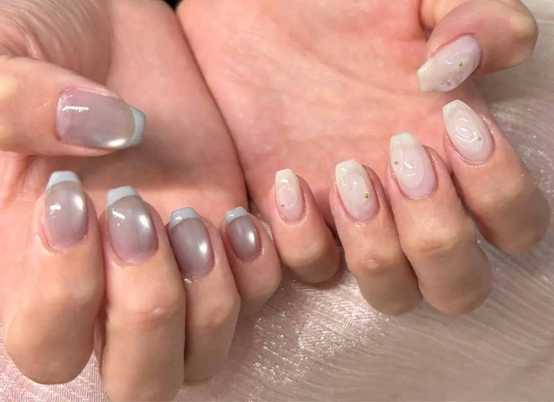 ネイル フレンチネイル マグネットネイル 持ち込み ニュアンスネイル ハンドネイル ハンドケア ETE LUNA NAILのネイルデザイン