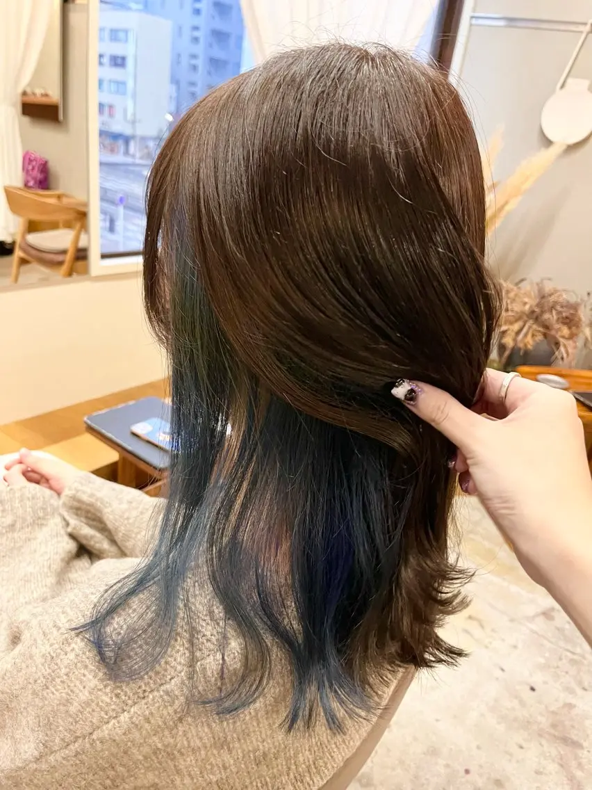 セミロング カラー ブルーカラー 暖色カラー/ ヘアセット🌛櫻井舞のヘアスタイル