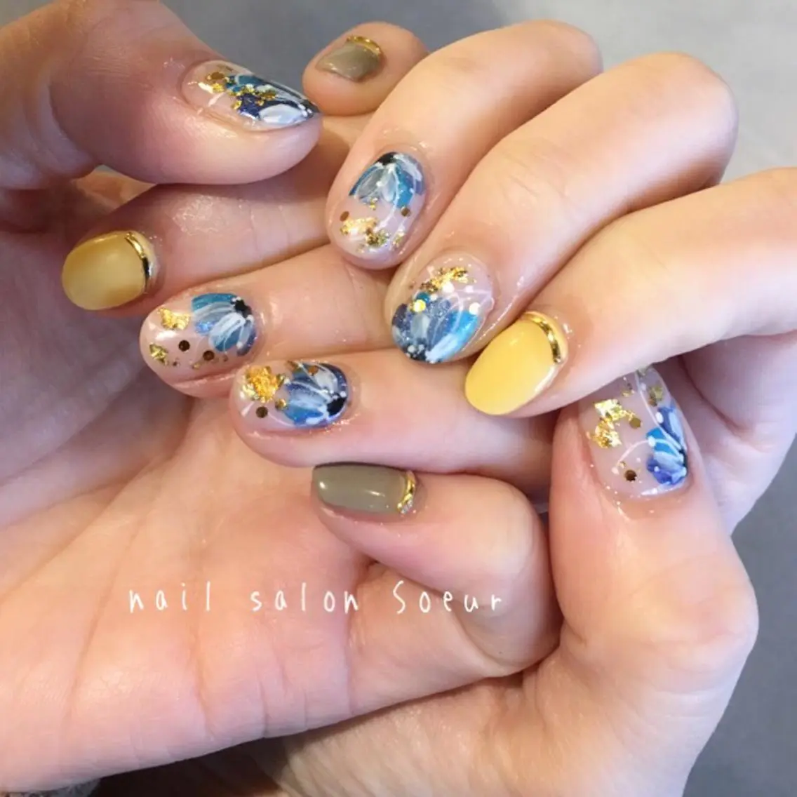 ネイル アートネイル フラワーネイル ジェルネイル 持ち込み ニュアンスネイル ハンドネイル nail salon Soeurのネイルデザイン