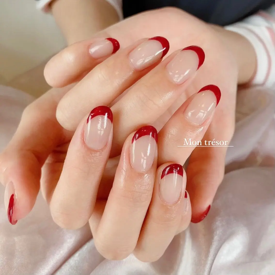 ネイル ボルドー フレンチネイル ハンドネイル Nail salon Nuit(ニュイ)のネイルデザイン