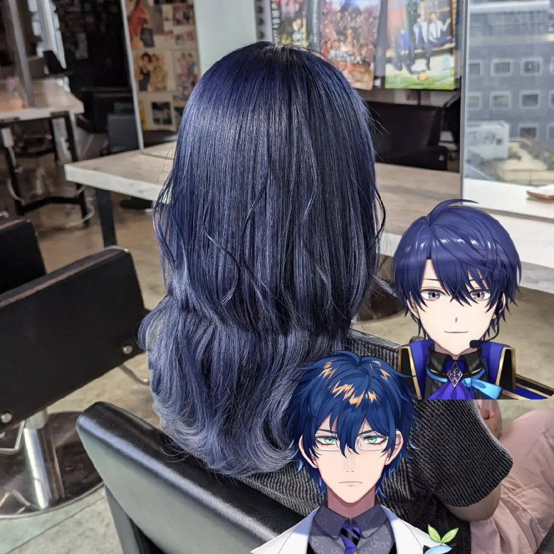 カラー ロング ブリーチ ダブルカラー ネイビーカラー ヘアカラー 推しカラー🦉にじさ んじカラー🌈🕒✨のヘアスタイル