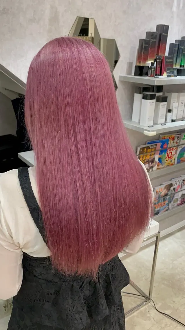 セミロング カラー ブリーチ ケアブリーチ 透明感カラー ピンクカラー ヘアカラー バレイヤージュ特化｜ Takuのヘアスタイル