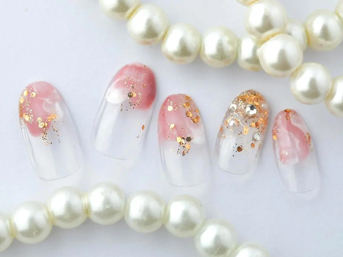 ネイル 桜ネイル クリアネイル フットネイル ジェルネイル キラキラネイル 💗🪽Tiary Nail🪽💗のネイルデザイン