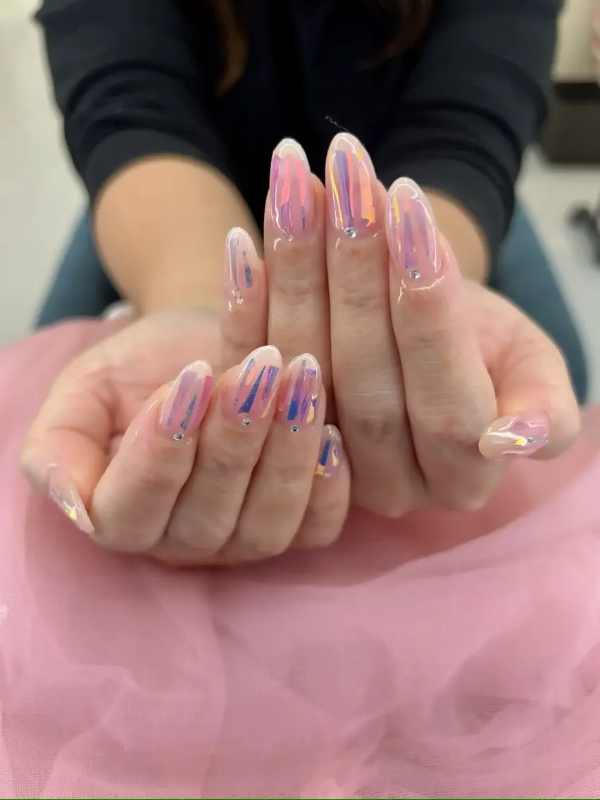 ネイル オーロラネイル ピンク ❀pom nail❀ aya.のネイルデザイン
