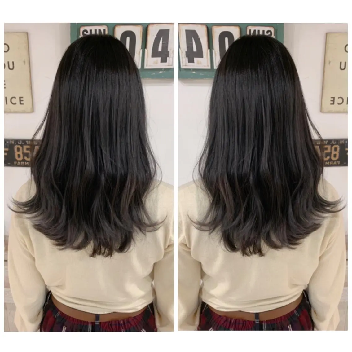 セミロング カラー カット ヘアカラー 京都大人女性ショート 徒歩1分/秋山のヘアスタイル
