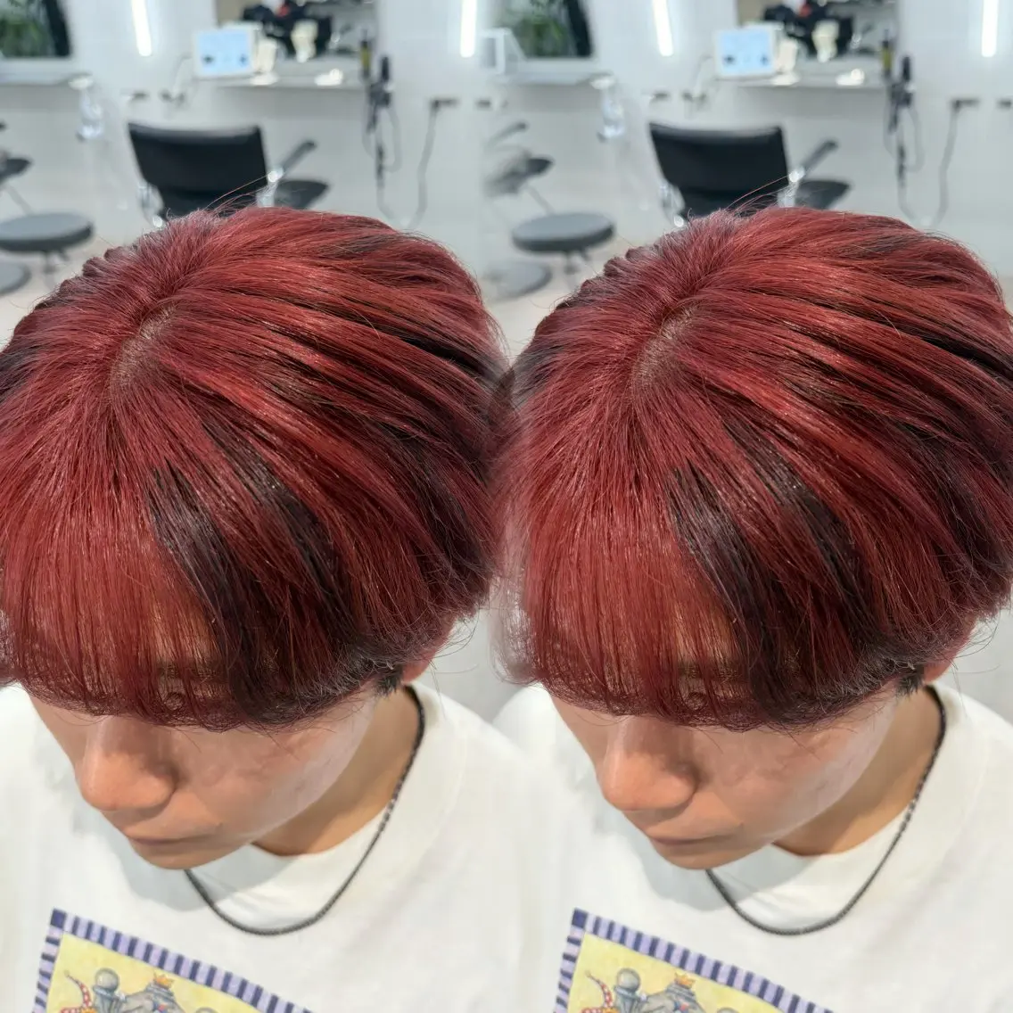 カラー メンズ デザインカラー レッドカラー ヘアカラー 原宿/ハイライト バレイヤージュ/大智のヘアスタイル
