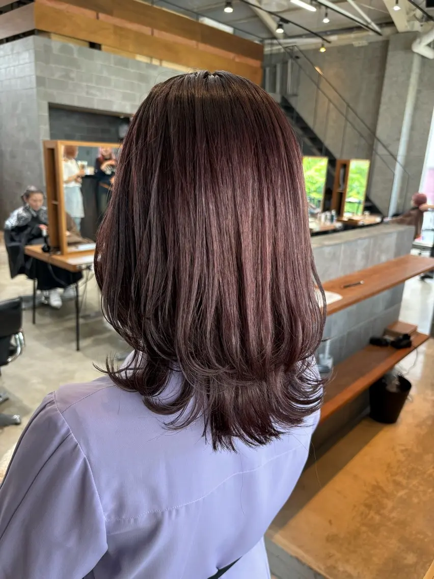 ミディアム カラー パーマ ヘアアレンジ レイヤーカット カット トリートメント ヘッドスパ ヘアセット 押切 響 のヘアスタイル