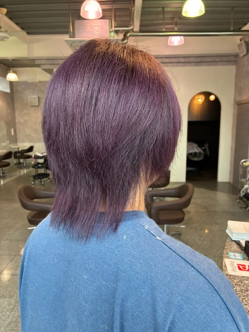 カラー ブリーチ ボルドーカラー 透明感カラー ヘアカラー 武田 瑞季のヘアスタイル