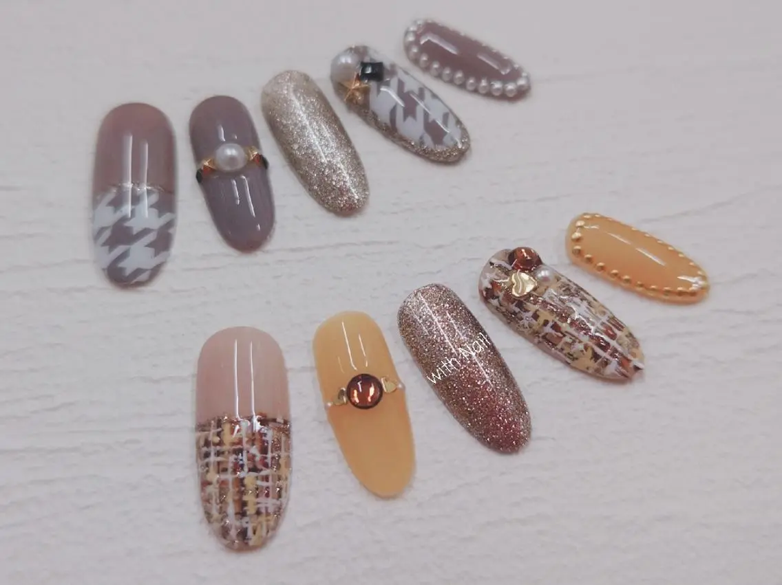 ネイル ツイードネイル ハンドネイル with Nail   ナガヤのネイルデザイン