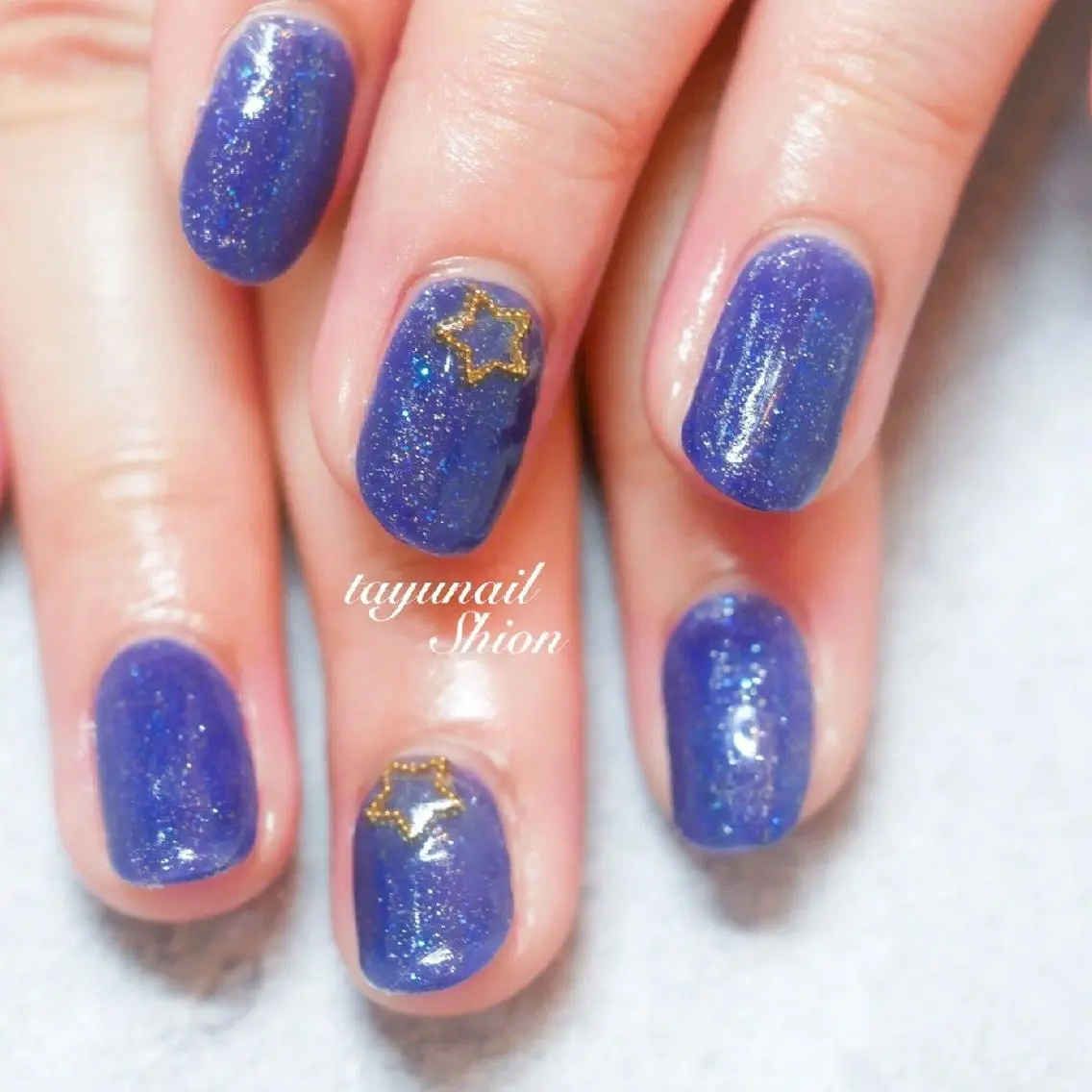 ネイル ブルー ジェルネイル キラキラネイル ラメ(グリッター) パラジェル ネイルサロン 【たゆnail】のネイルデザイン