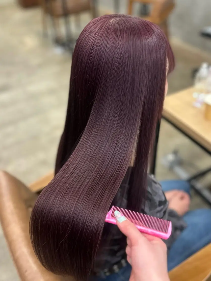 ロング カラー ヘアカラー トリートメント 🌷ラベンダーピンク 顔まわり🌷ねいろのヘアスタイル