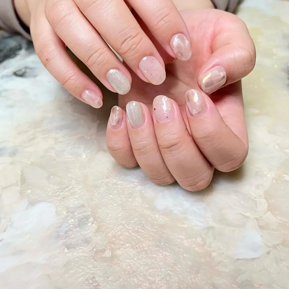 ネイル マグネットネイル ニュアンスネイル ショートネイル gemickle nailのネイルデザイン