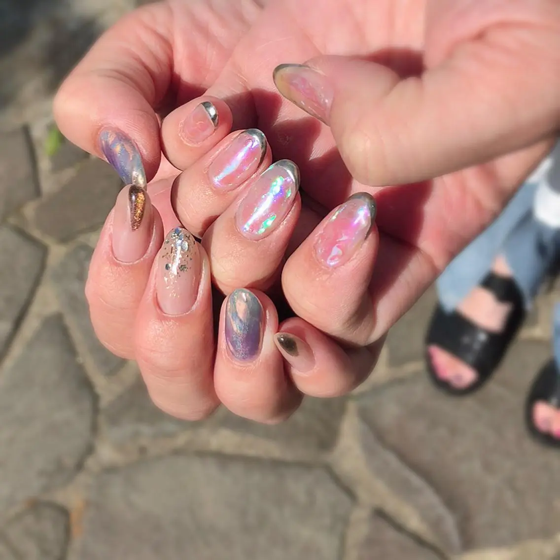 ネイル オーロラネイル ミラーネイル ハンドネイル nail salon Regaosのネイルデザイン