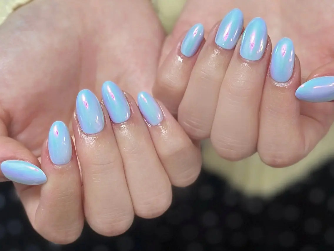 ネイル アートネイル オーロラネイル チークネイル フレンチネイル ガラスフレンチ 🎀YooLi Nail salonのネイルデザイン
