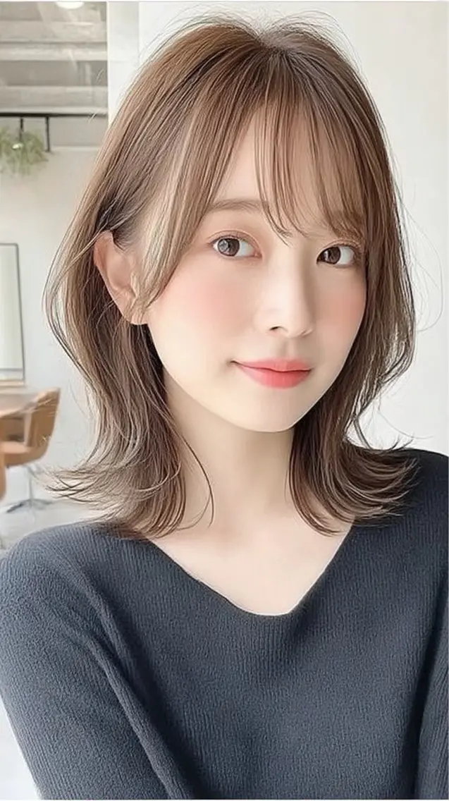 ミディアム 絶対可愛い🍎透明感 カラーあります✨蕾祁のヘアスタイル