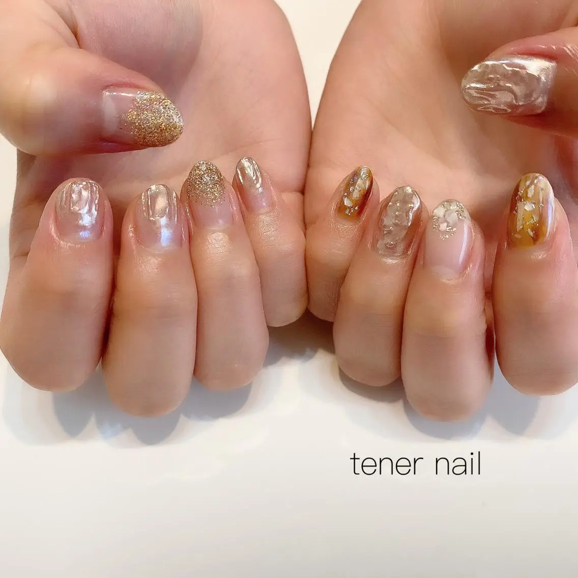 ネイル ゴールド ニュアンスネイル 黄色 テネルネイル tener nailのネイルデザイン