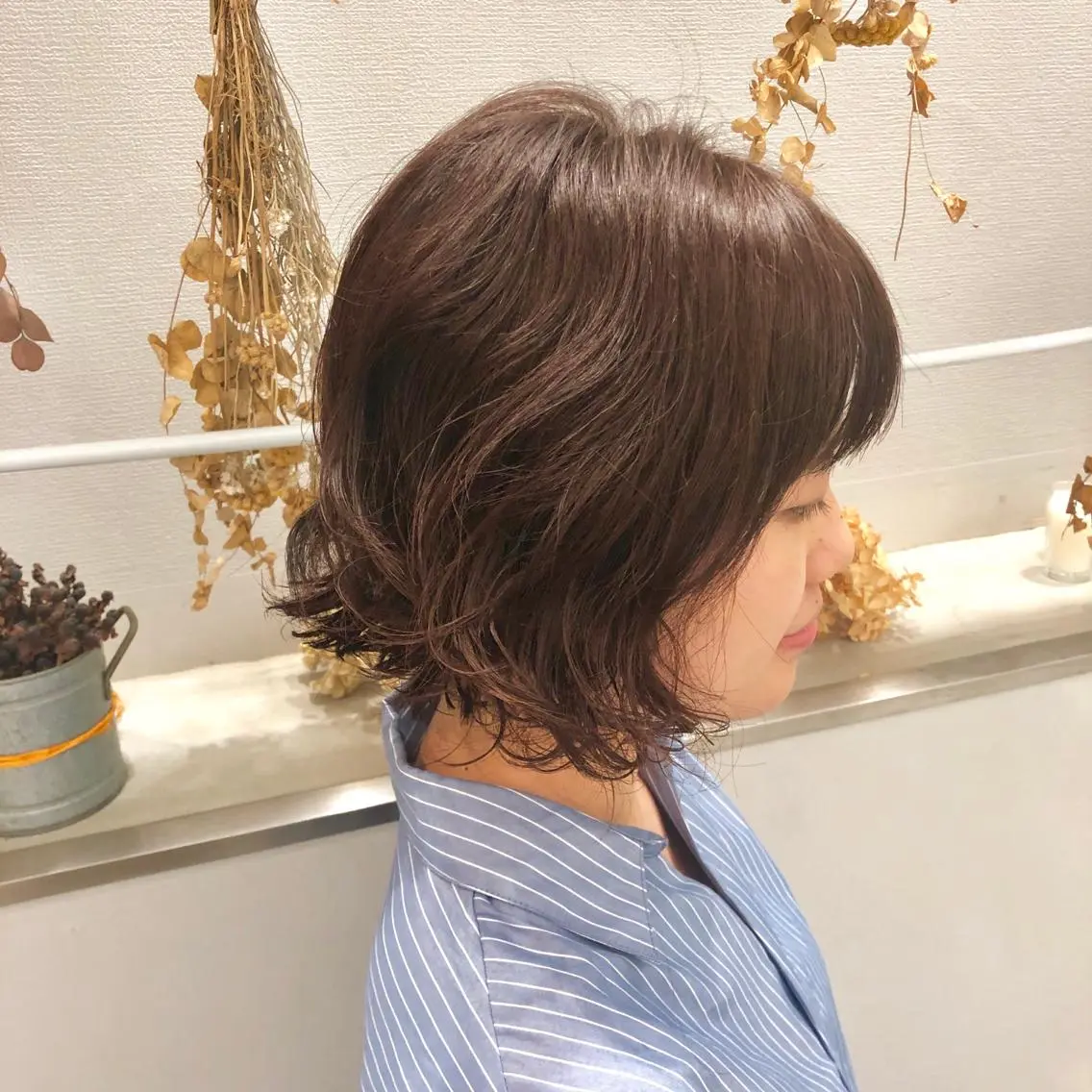 ショート カラー パーマ ボブ ニュアンスパーマ カット パーマ 柏木 彩花のヘアスタイル