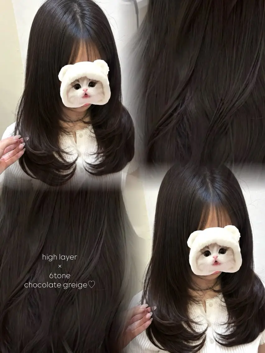 ロング カット ヘアカラー トリートメント 赤み・黄み消しカラー 🤍韓国ヘア アオイのヘアスタイル