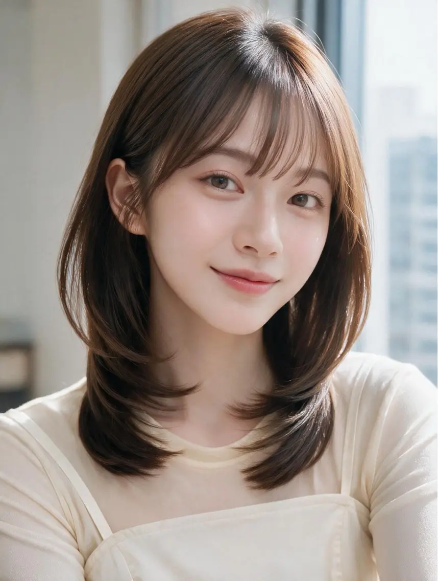 ミディアム ミディアムパーマ 髪質改善 レイヤーカット 縮毛矯正 トリートメント MATSU DAのヘアスタイル