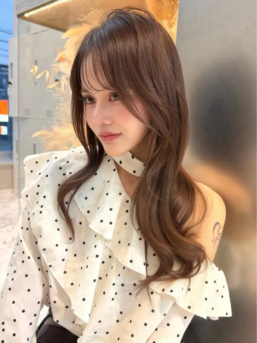 ロング カラー ベージュカラー ブリーチ ブラウンカラー ケアブリーチ ハイトーンカラー カット ヘアカラー トリートメント 🦋高瀬寛菜🦋 韓国/ブリーチのヘアスタイル