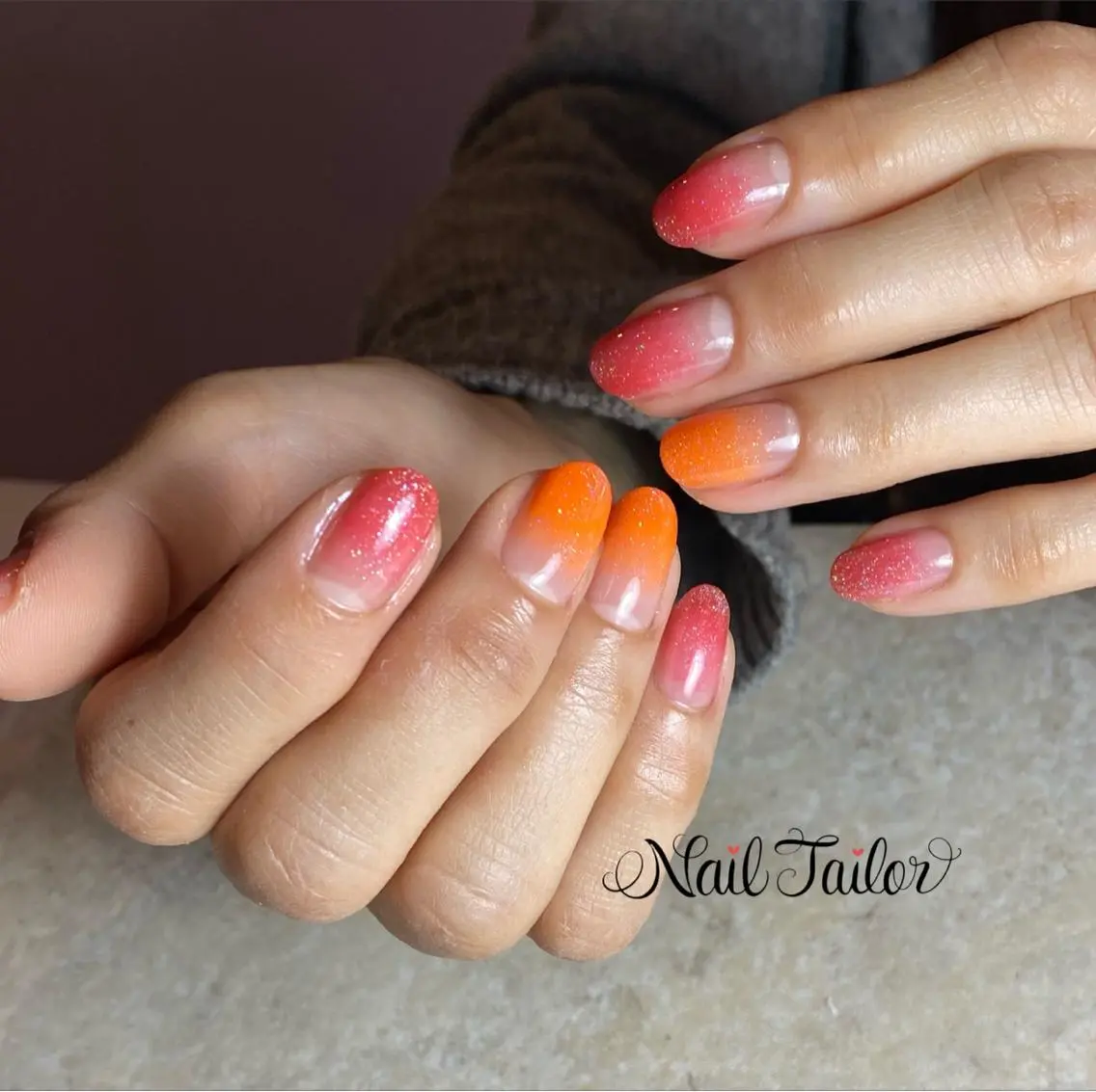 ネイル クリアネイル 長さ出し ジェルネイル グラデーション ラメ(グリッター) ハンドネイル NailTailor ネイルテイラーのネイルデザイン
