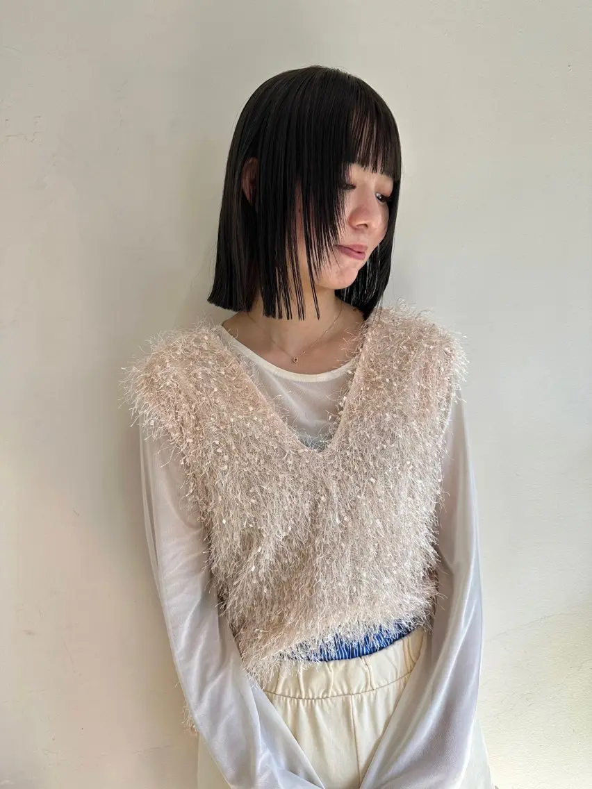 ミディアム カラー ボブ 竹中 彩音のヘアスタイル