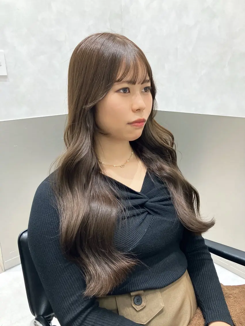 ロング カラー カット ヘアカラー トリートメント 💖ブリーチなし透明 感💖ASAHIのヘアスタイル