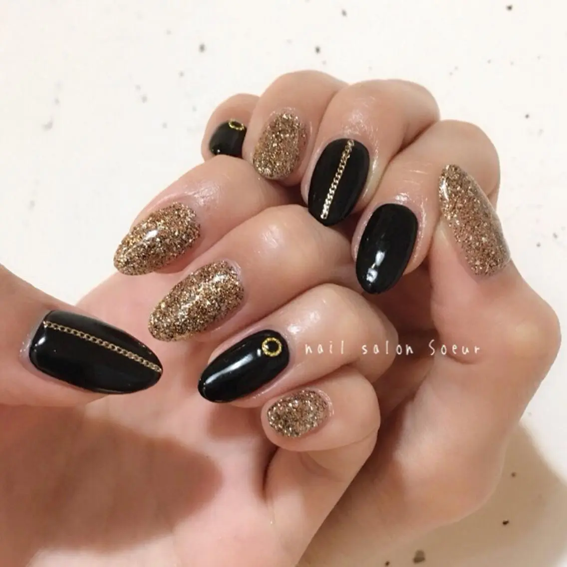 ネイル ジェルネイル ラメ(グリッター) ワンカラーネイル ストーンネイル nail salon Soeurのネイルデザイン