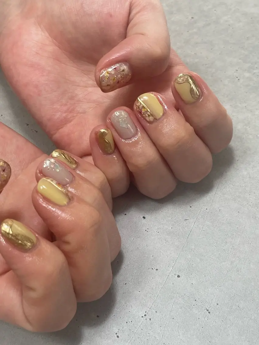 ネイル 春ネイル 黄色 Nail Salon Beoのネイルデザイン