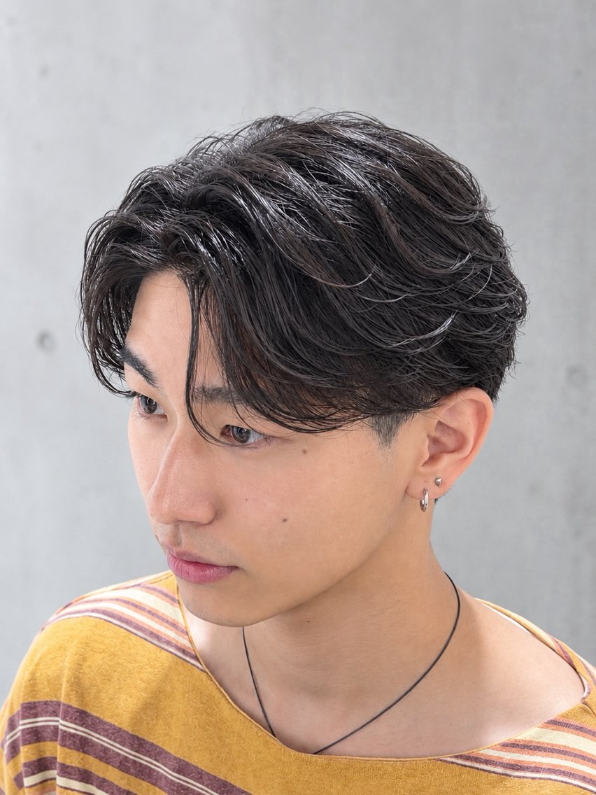 メンズ ビジネス センターパート 花澤 孝太/レディースヘアのヘアスタイル