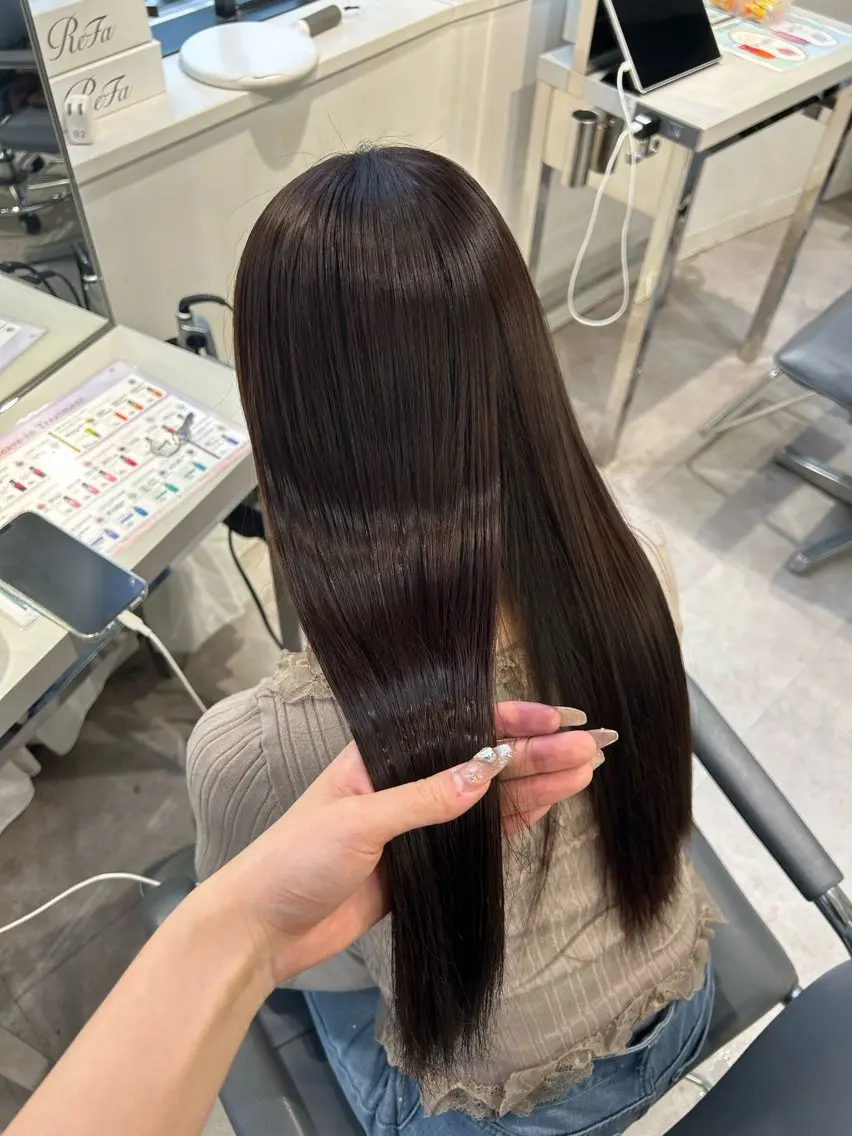 ロング カラー 髪質改善 縮毛矯正 トリートメント 🤍YUKI 韓国 艶髪 🤍のヘアスタイル
