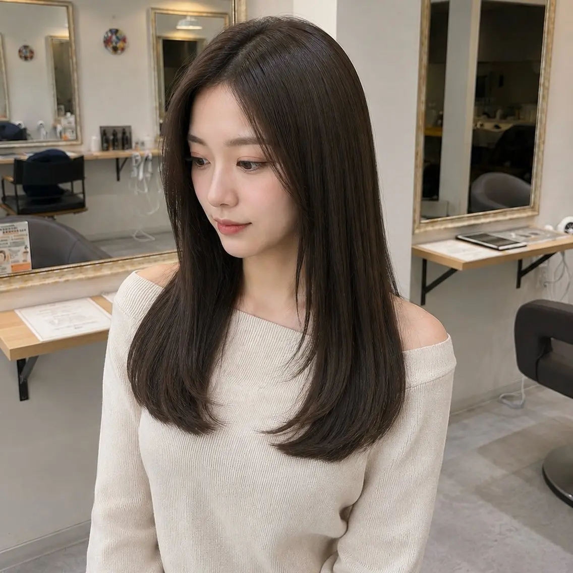 ミディアム カット 縮毛矯正 REON 髪質改善 縮毛矯正のヘアスタイル