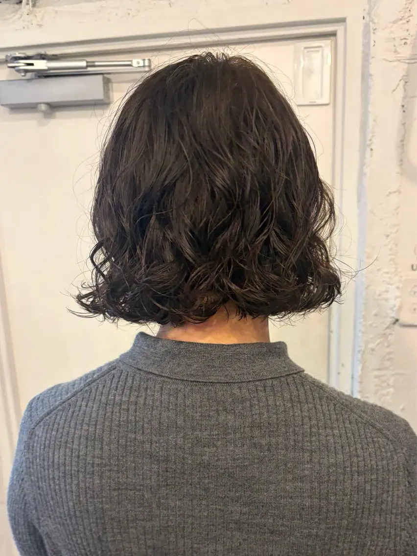 ミディアム カラー パーマ ミディアムパーマ ボブ カット ヘアカラー パーマ トリートメント *UNU* RICOのヘアスタイル