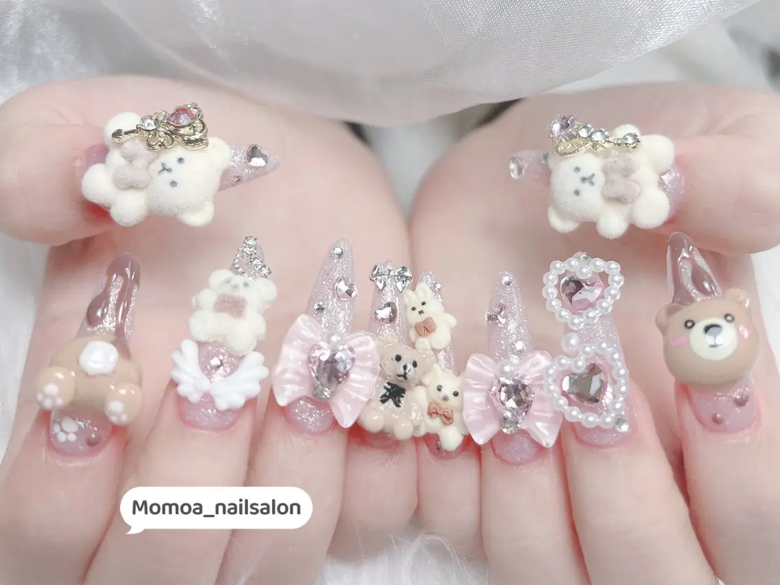 ネイル 成人式 キラキラネイル 大理石ネイル(マーブル) スカルプネイル 夏ネイル ハンドネイル MoMoA Nail ネイル長さ出し専門店のネイルデザイン
