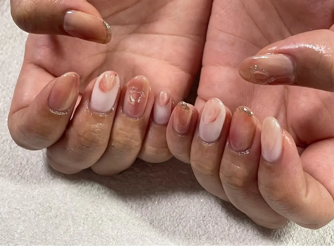 ネイル クリアネイル ジェルネイル ハート 韓国ネイル メンズネイル kiki nail たまプラーザのネイルデザイン