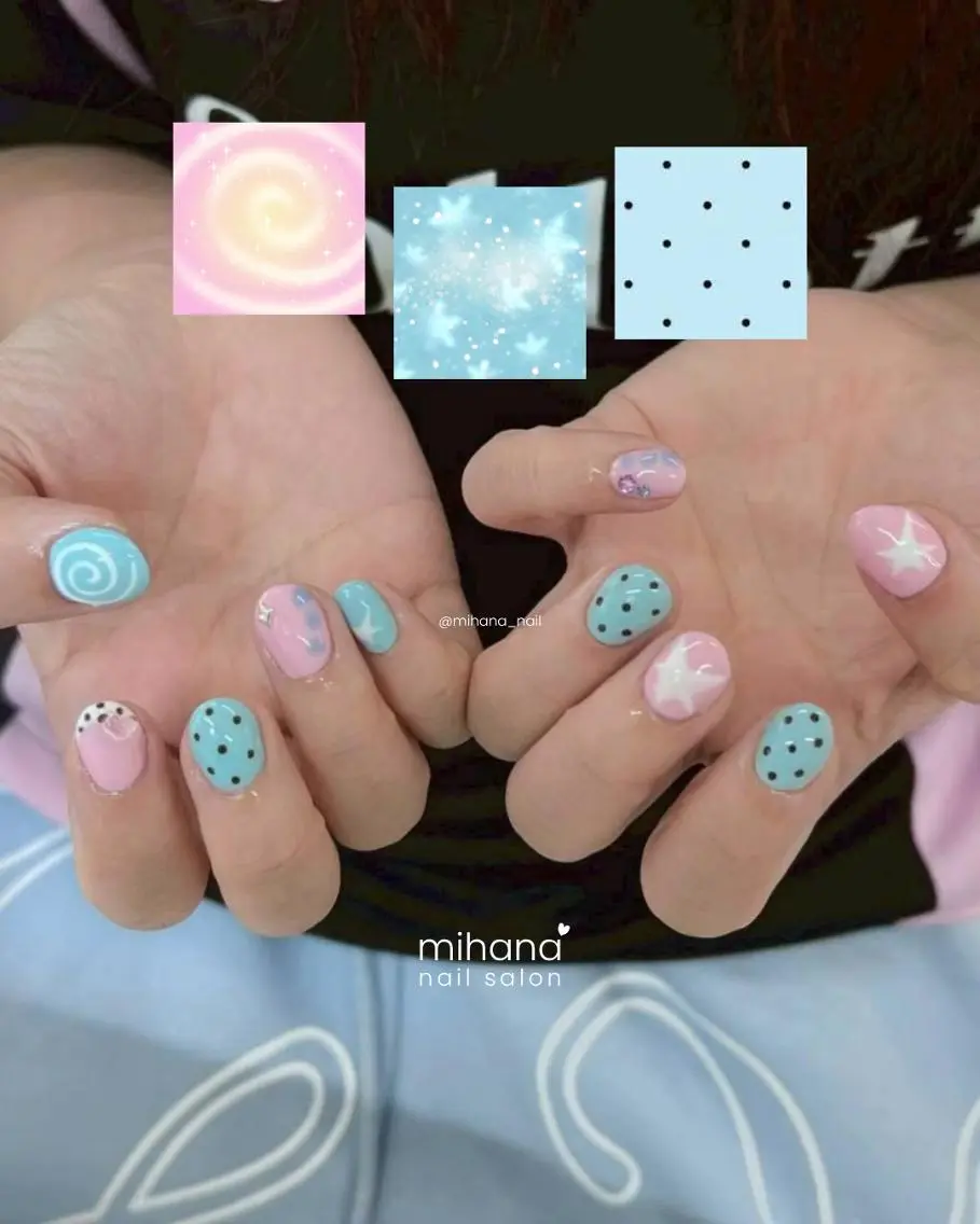自爪★チップ長さだし★アート/パーツ放題90分★持ち込みデザインOKの写真