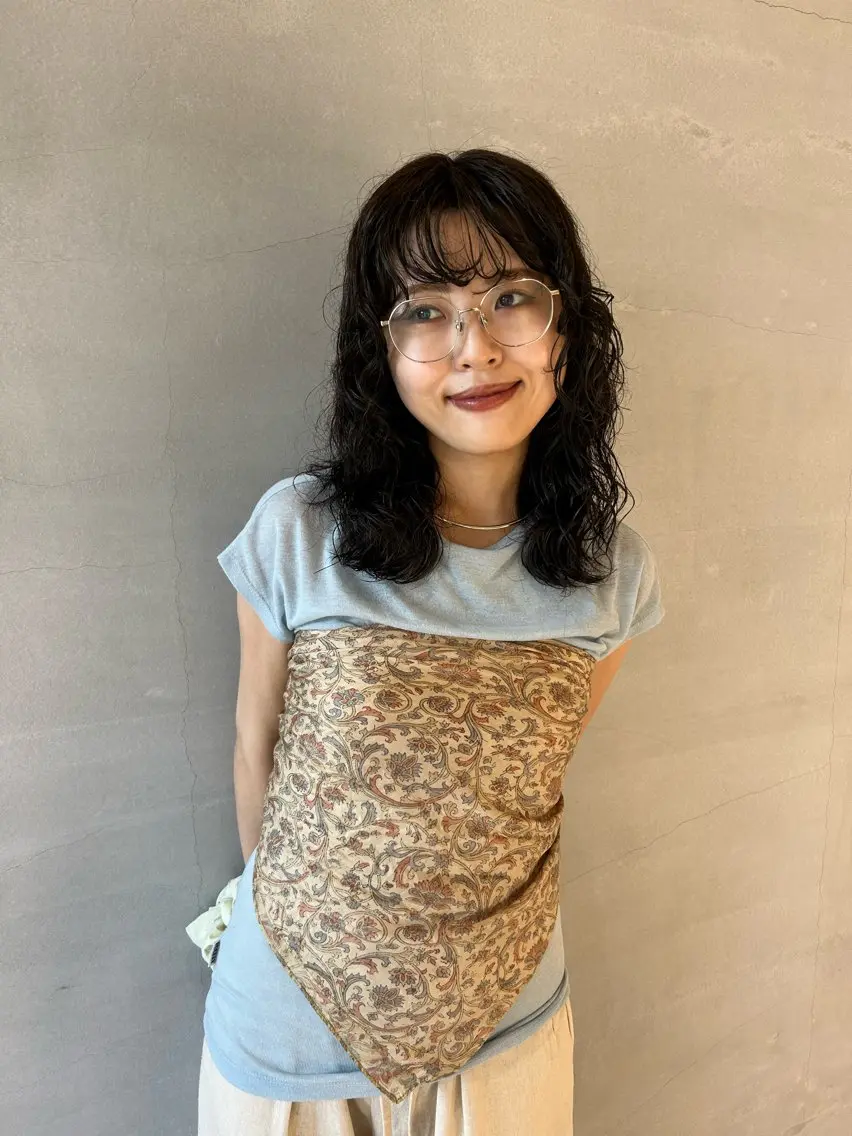 ミディアム パーマ ミディアムパーマ レイヤーカット 当日予約◎ボブ/ 縮毛矯正/まこのヘアスタイル