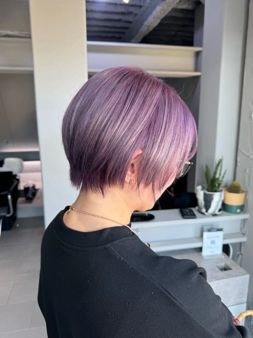 ショート カラー ラベンダーカラー ピンクカラー ピンクラベンダー ヘアカラー 【似合わせカラー】 西口嶺河のヘアスタイル