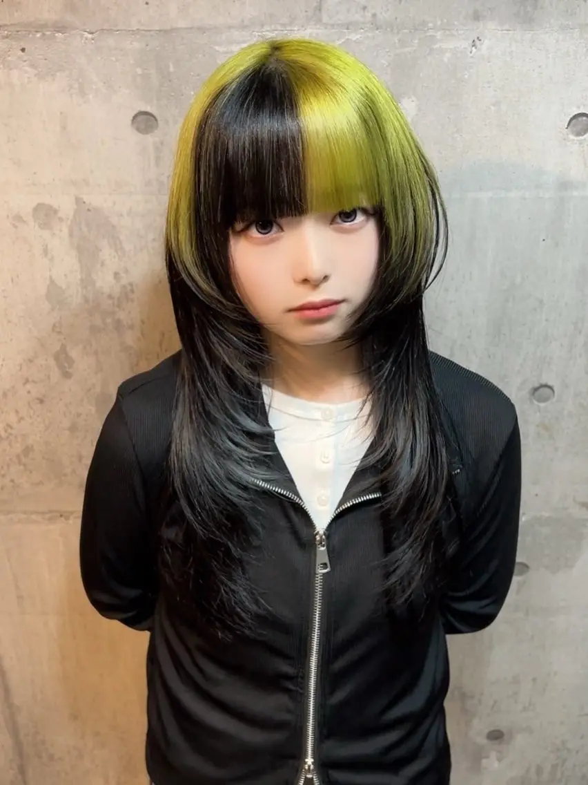 ロング カラー ハッシュカット ハッシュカット レイヤーカット　熊谷のヘアスタイル