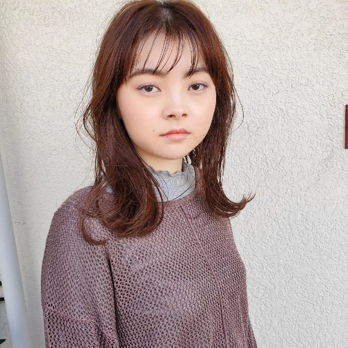 セミロング カラー 切りっぱなしボブ ショートボブ セミロングパーマ バレイヤージュ ベージュカラー カット ヘアカラー トリートメント 韓国レイヤー柔らかい 地毛風縮毛矯正／マツのヘアスタイル