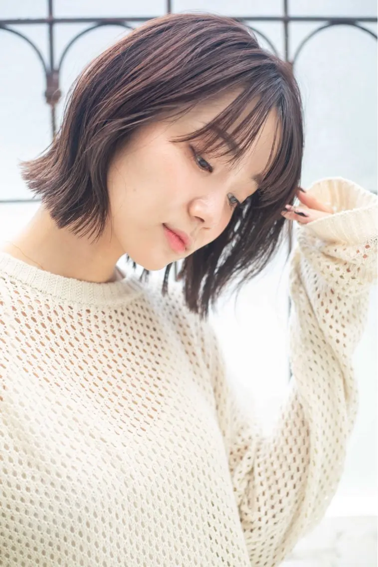 ミディアム カット ヘアカラー トリートメント ボブ/縮毛矯正 髪質改善/もえるのヘアスタイル