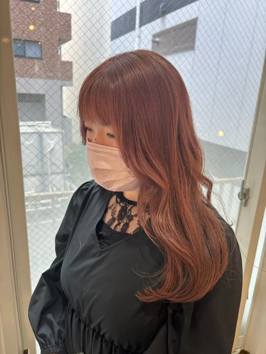 ロング カラー ブラウンカラー 透明感カラー ピンクカラー ピンクブラウン トリートメント ヘアカラー Rena/レイヤー/ ピンク/透明感のヘアスタイル